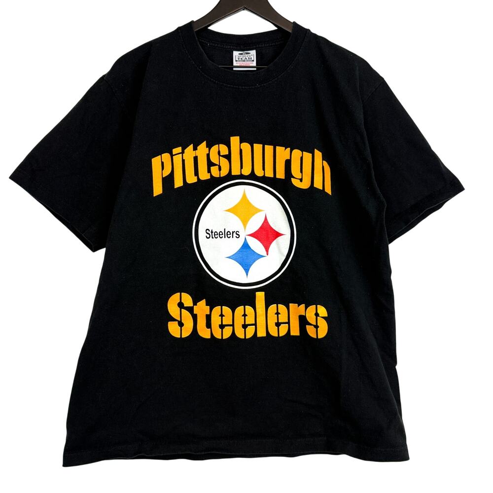 Pro Team Vintage 90s Y2K Pittsburgh Steelers Mens TShirt Black  - Size XL